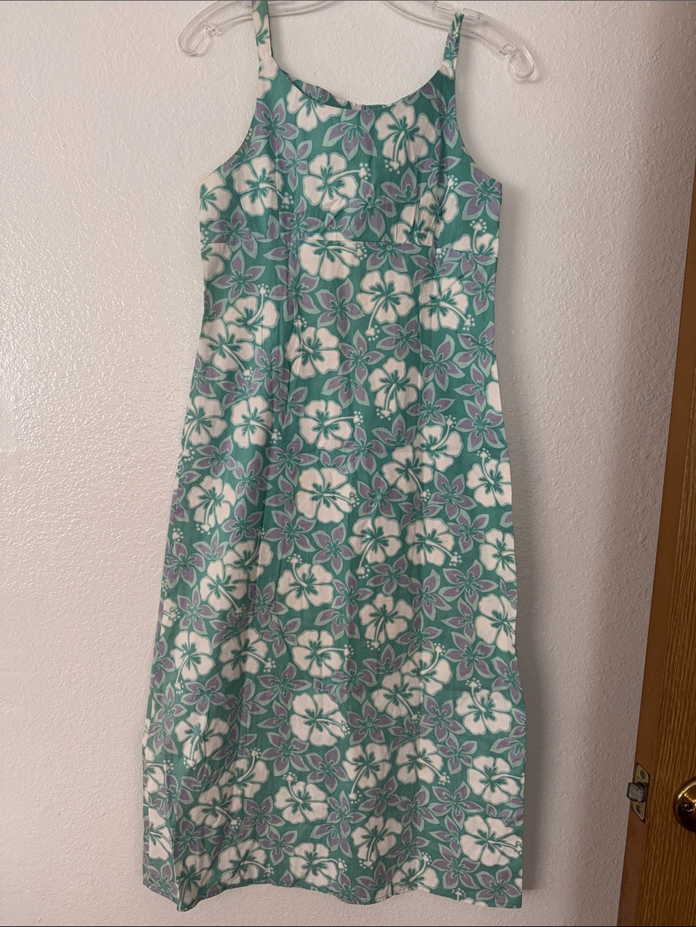 Hawaiian Teal Floral Sundress with Spaghetti Straps